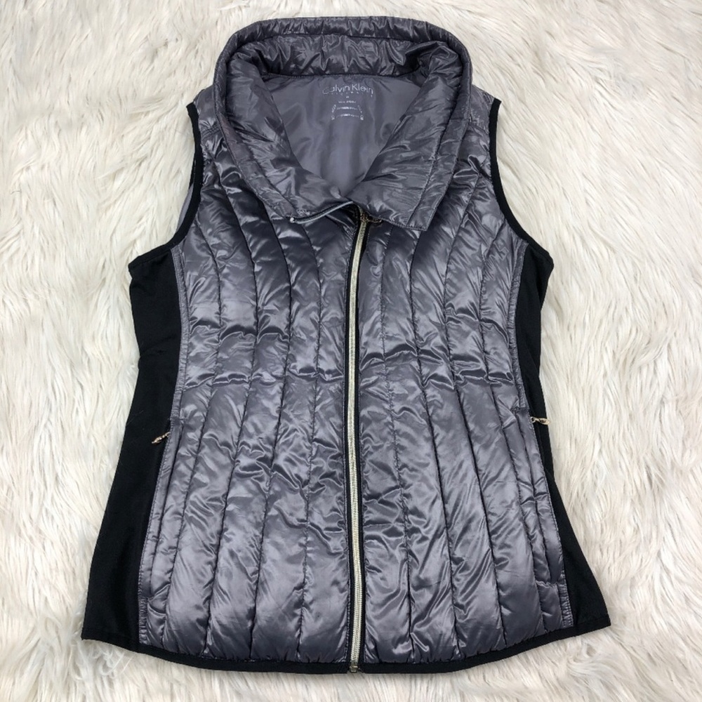 Calvin Klein Silver Quilted Down Fill Vest